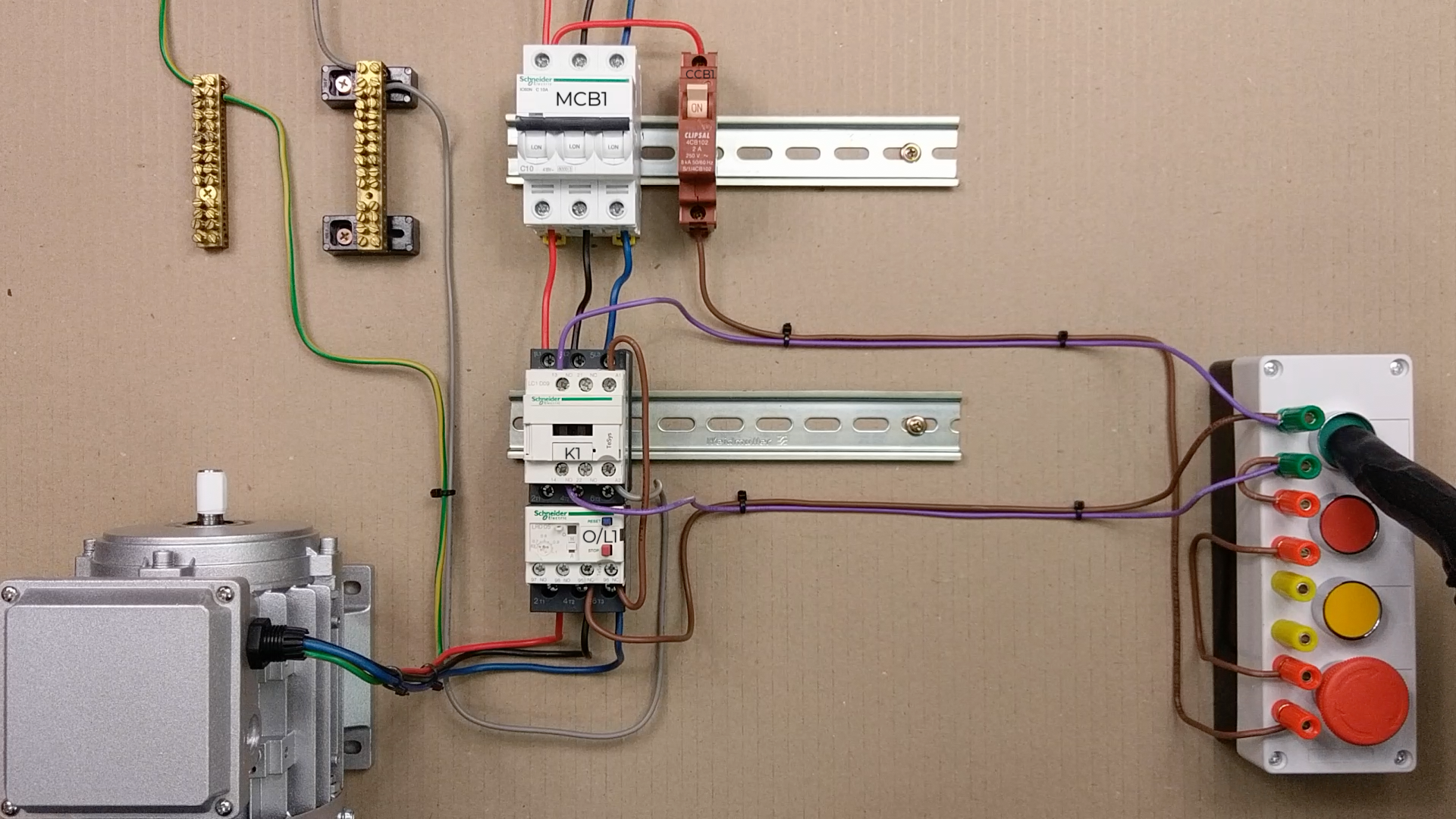 DOL motor starter circuit wiring